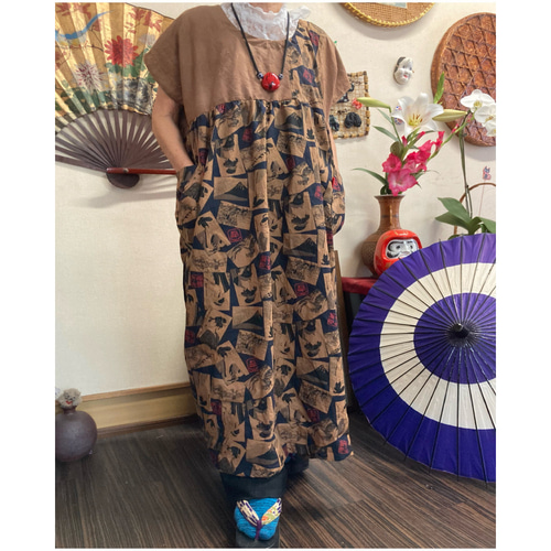 朝倉☆柿渋染め 今尾知子創作一点物ワンピース 朝倉様専用☆柿渋染め 今尾知子創作一点物ワンピース - メルカリ