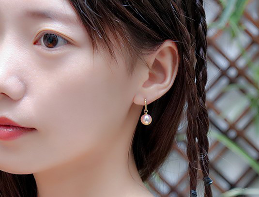 【La Corser】日本製 7-10mm アコヤ真珠 天然海水真珠 ピアス 18金 両開き レディース