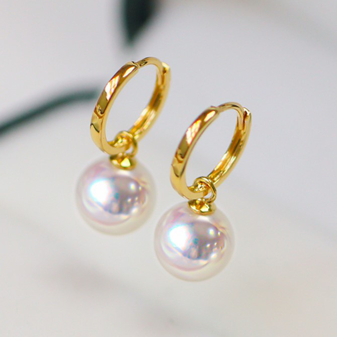 【La Corser】日本製 7-10mm アコヤ真珠 天然海水真珠 ピアス 18金 両開き レディース