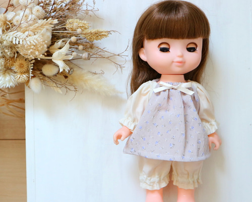 26cmドール服 ぬいぐるみ服 ラベンダーのパジャマ上下セット ソラン