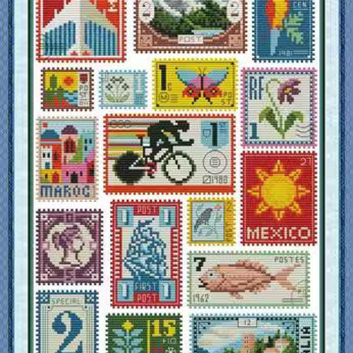 送料無料】☆切手コレクション 14ct☆クロスステッチ刺繍キット キット