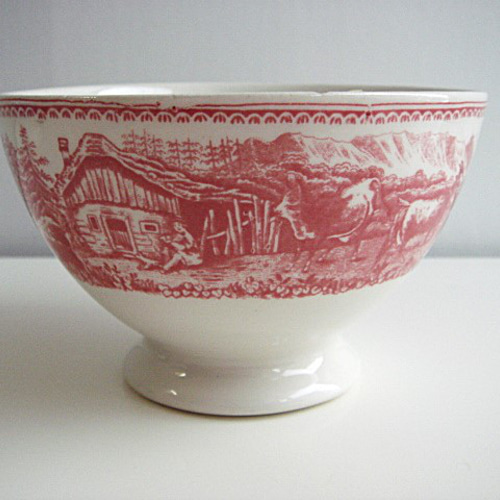 ボッホ カフェオレボウル ALPES 赤 BOCH FRERES アンティーク ベルギー