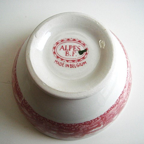 ボッホ カフェオレボウル ALPES 赤 BOCH FRERES アンティーク