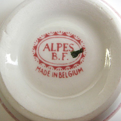 ボッホ カフェオレボウル ALPES 赤 BOCH FRERES アンティーク ベルギー