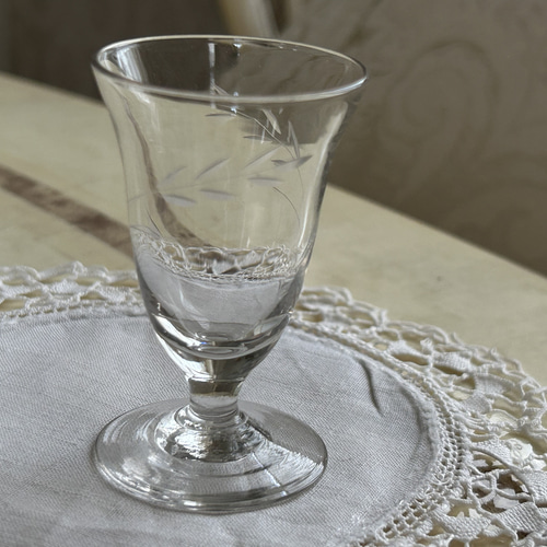 フランスVintage リキュールグラス 麦の穂柄 ガラス器 パフェグラス