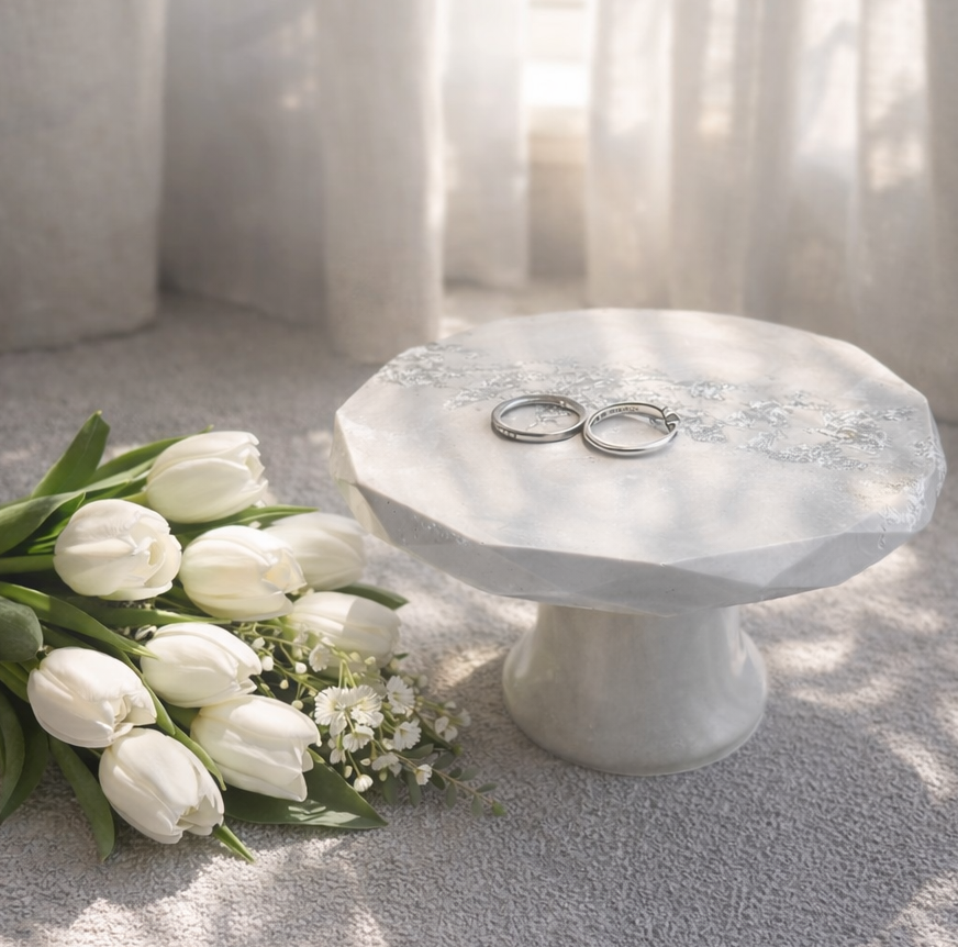 ジェスモナイト　リングピロー　リング置き　プレゼント　ニュアンスカラー　銀箔　結婚式　ウェディング　ディスプレイ
