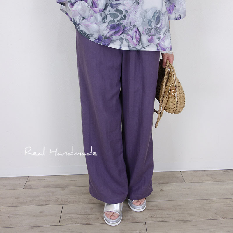 [予約販売] ダブルガーゼモーブ・美ラインワイドパンツ