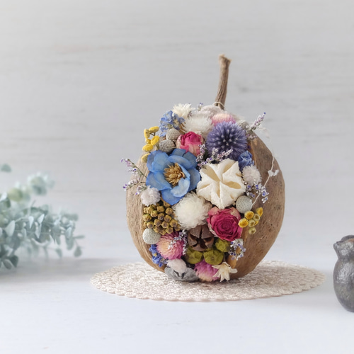 ブッダナッツアレンジ＊ブルーMサイズ＊プレゼント／お祝い／誕生日