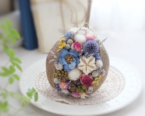 ブッダナッツアレンジ＊ブルーMサイズ＊プレゼント／お祝い／誕生日