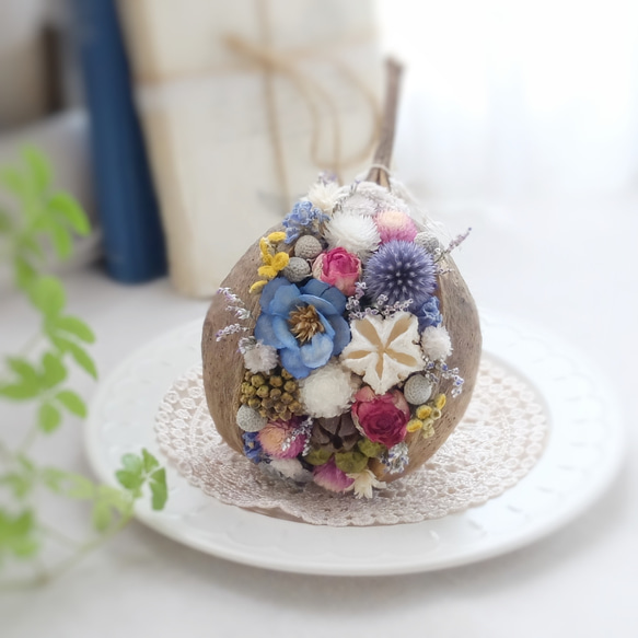 ブッダナッツアレンジ＊ブルーMサイズ＊プレゼント／お祝い／誕生日