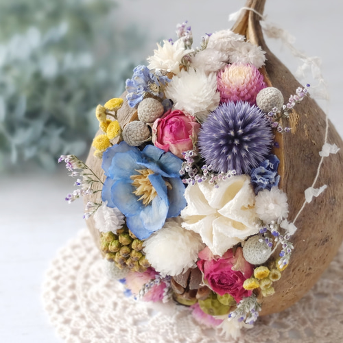 ブッダナッツアレンジ＊ブルーMサイズ＊プレゼント／お祝い／誕生日