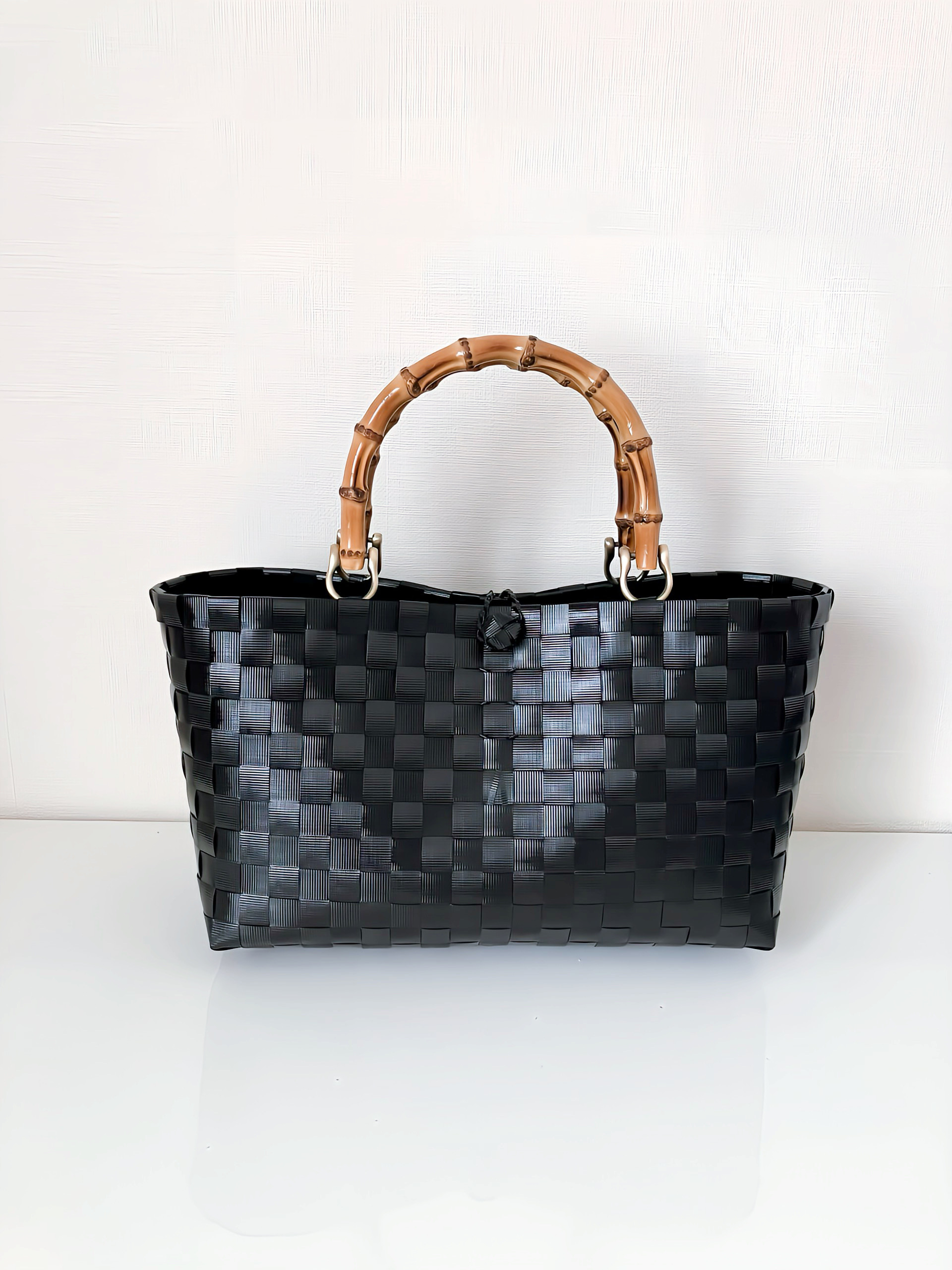 シンプルブラック/バンブーハンドル(横長Sサイズ)