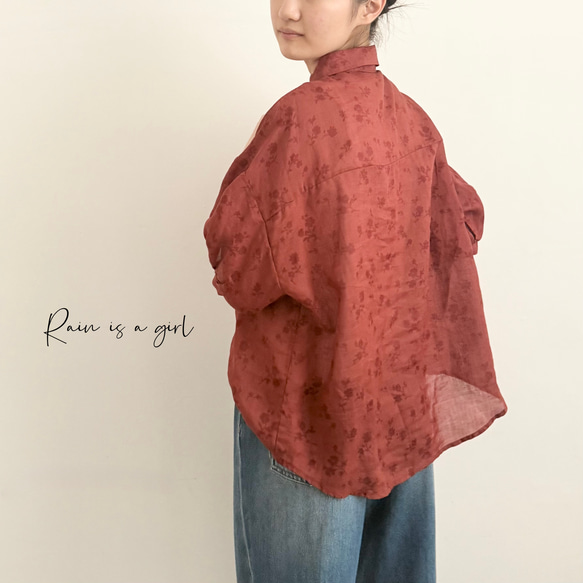 【苧麻100%♡半袖シャツ】抜染め花柄│定番３カラー│オシャレトップス│大人可愛い│オリジナルデザイン│T-204XQN 11枚目の画像