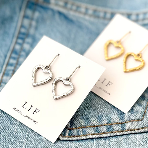ハンマーハート ❤︎ デザインピアス・イヤリング 】ゴールド シルバー