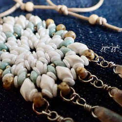 fringe beads necklace - White mint 2枚目の画像
