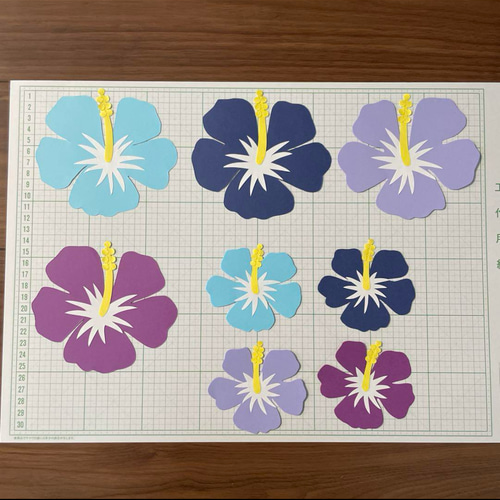 ハイビスカス壁面飾り／青系／夏壁面／壁面飾り ハイビスカス壁面飾り／青系／夏壁面／壁面飾り Amazon.co.jp