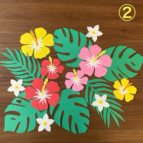 ハイビスカス壁面飾り② 夏壁面 7月壁面 8月壁面 ハンドメイド その他