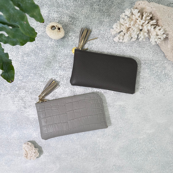 【全5色80通りのがオーダーができる！】軽くてコンパクト☆L字ファスナー長財布『coronコロン』 グリーンシリーズ 4枚目の画像