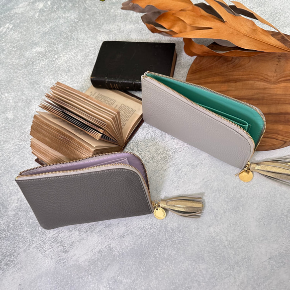 【全5色80通りのがオーダーができる！】軽くてコンパクト☆L字ファスナー長財布『coronコロン』 グリーンシリーズ 2枚目の画像