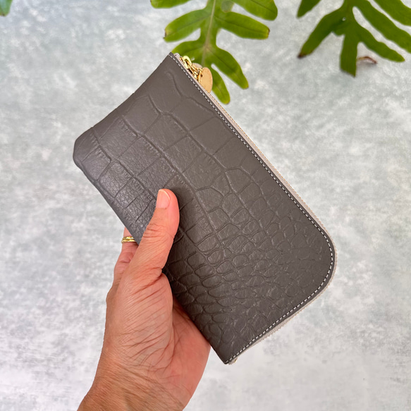 【全5色80通りのがオーダーができる！】軽くてコンパクト☆L字ファスナー長財布『coronコロン』 グリーンシリーズ 6枚目の画像