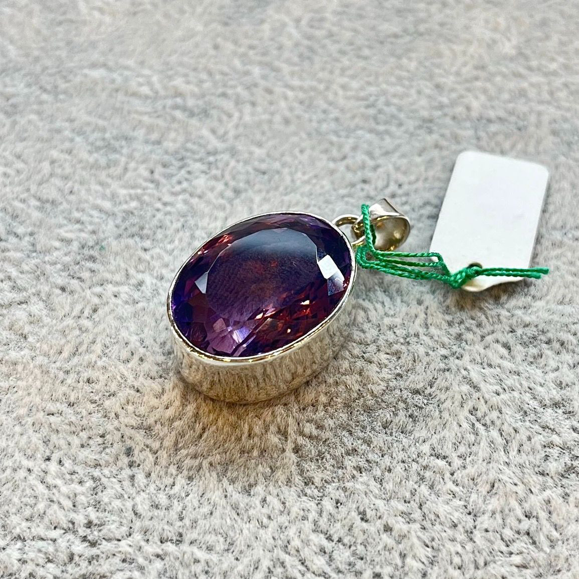 ペンダントトップ アメジスト 925 パープル デザインリング ハンドメイド 一点もの 天然石 オーバルカット