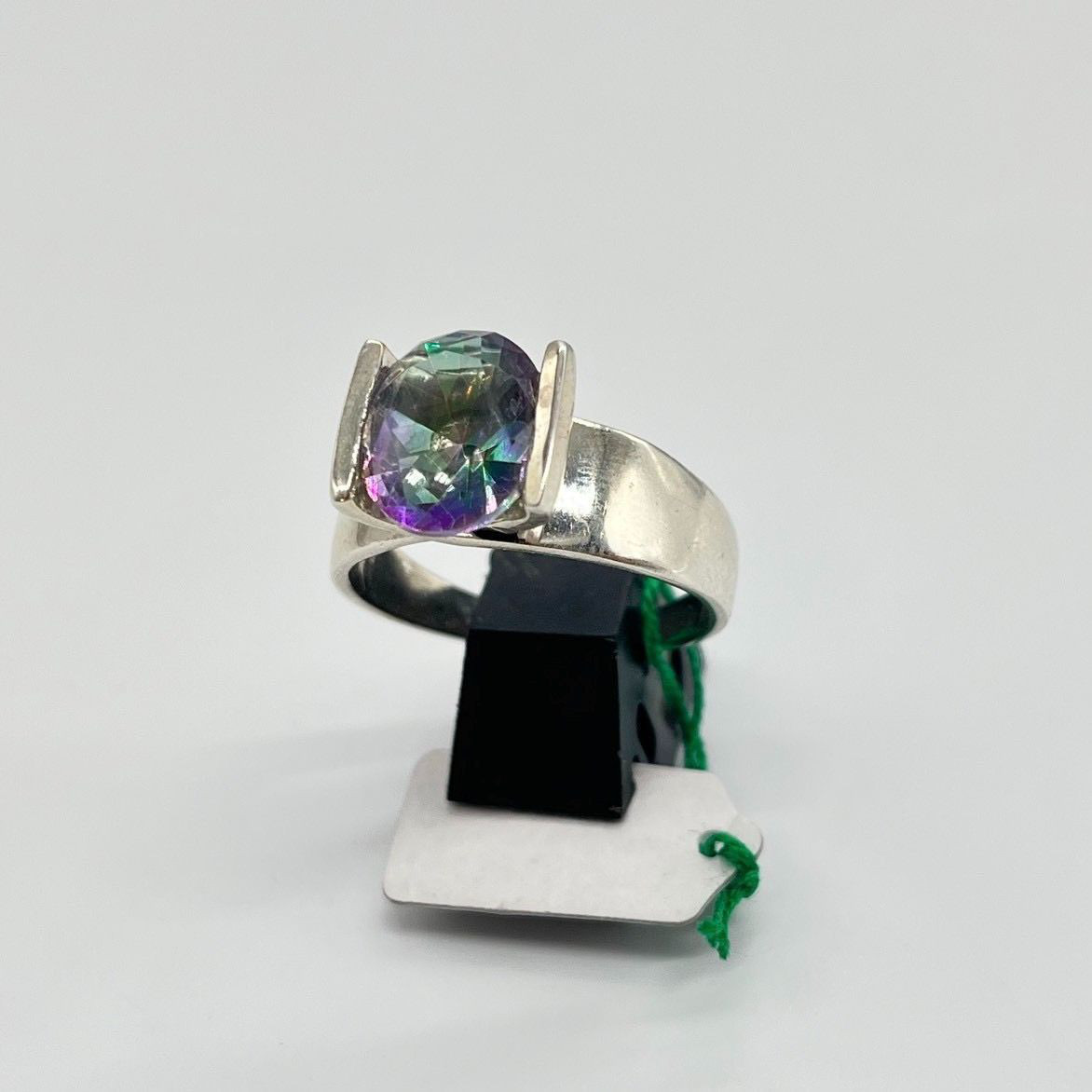 シルバーリング ミスティックトパーズ 22号 シルバー925 レインボー ハンドメイド 一点もの 天然石