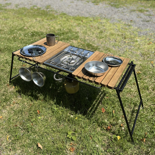 ジャコビーン色 IGT対応 組み立て式アイアンテーブル 幅86cm フラット