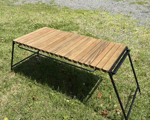 ジャコビーン色 IGT対応 組み立て式アイアンテーブル 幅86cm フラット