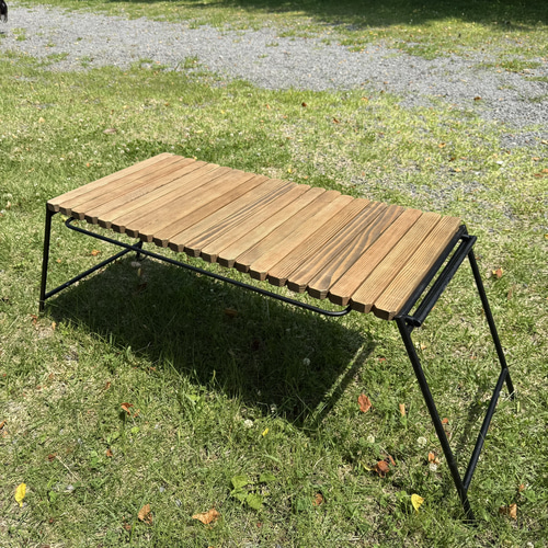 ジャコビーン色 IGT対応 組み立て式アイアンテーブル 幅86cm フラット