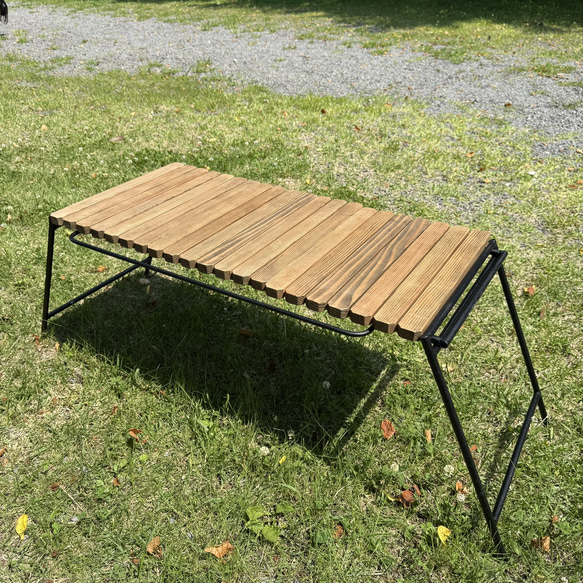 ジャコビーン色 IGT対応 組み立て式アイアンテーブル 幅86cm フラット