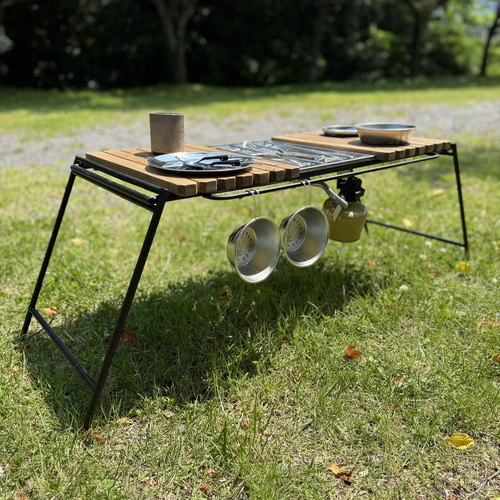 ジャコビーン色 IGT対応 組み立て式アイアンテーブル 幅86cm フラット