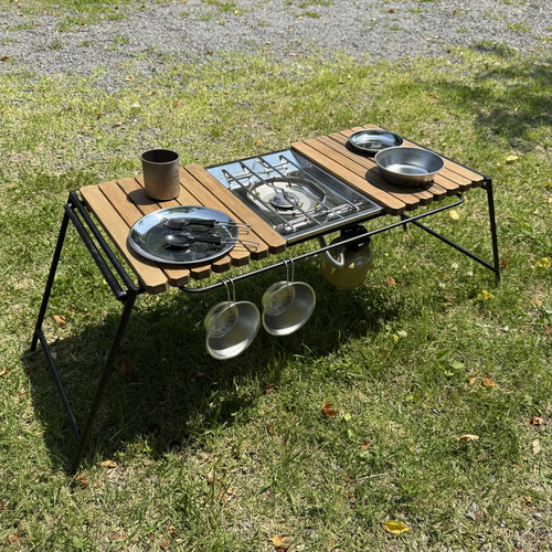 ジャコビーン色 IGT対応 組み立て式アイアンテーブル 幅86cm フラット