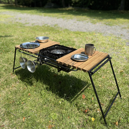 ジャコビーン色 IGT対応 組み立て式アイアンテーブル 幅86cm フラット