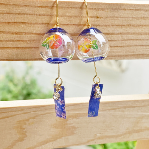 人気No.1 & 2／小さな風鈴&水風船の耳飾りセット【ノーマル