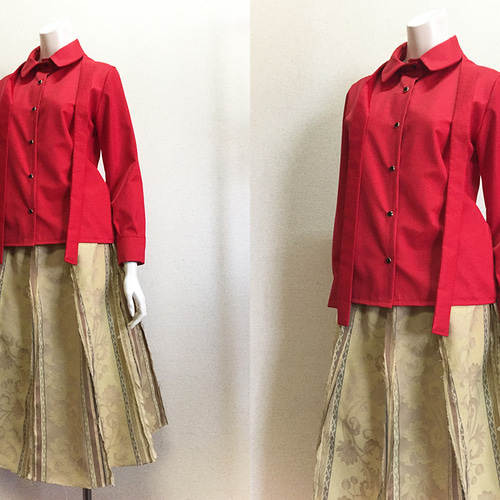 1点もの・デザイン画付き】ハイウエストシャーリング切りっぱなし  