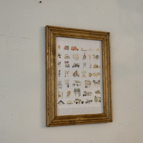 イタリア製 アンティーク調 木製額縁 エンジェルキス ポスター入り