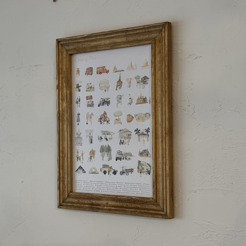 A4対応】アンティーク ウェルカムミラー 木製 額縁 ミラー 写真