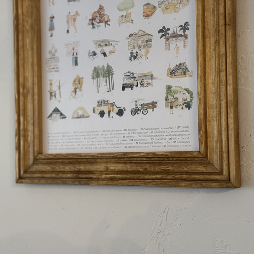 A4対応】アンティーク ウェルカムミラー 木製 額縁 ミラー 写真