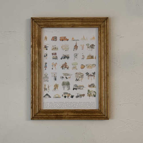 A4対応】アンティーク ウェルカムミラー 木製 額縁 ミラー 写真