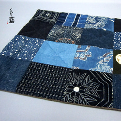 四角つなぎのマルチマット 本藍染 古布 s2271 その他インテリア雑貨