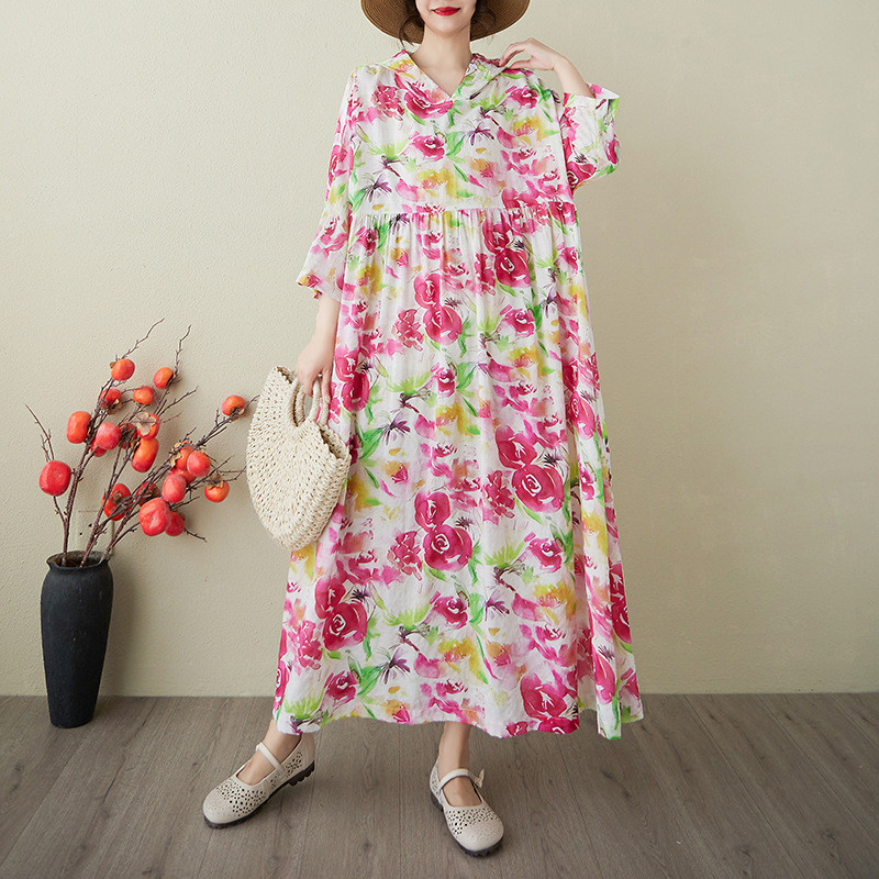 プリント入りワンピース【返品・交換可】品質最優先25-132