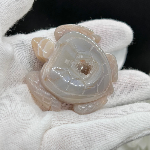 ジオード亀 幸 ～ アゲートジオード カメ（亀）さん 1個 50mm 天然石置物