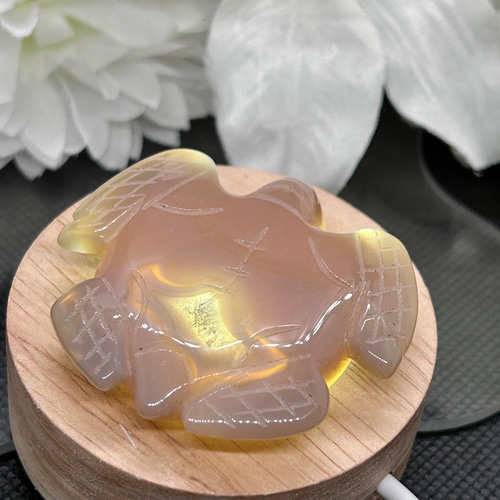 ジオード亀 幸 ～ アゲートジオード カメ（亀）さん 1個 50mm 天然石置物