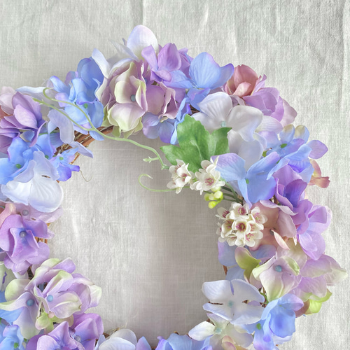 紫陽花リース 〜アーティフィシャルフラワー〜 夏リース＊ブルーリース