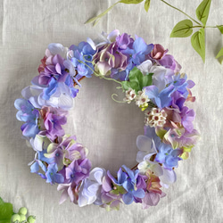 紫陽花リース 〜アーティフィシャルフラワー〜 夏リース＊ブルーリース
