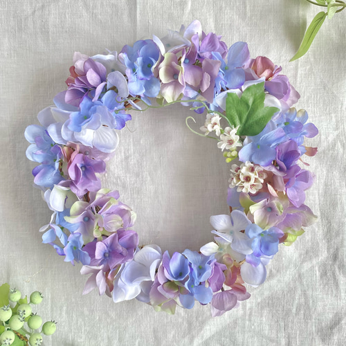 紫陽花リース 〜アーティフィシャルフラワー〜 夏リース＊ブルーリース