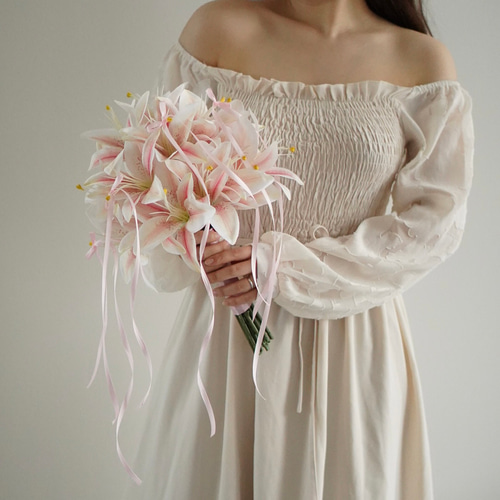 バレエコア ⌇﻿ ピンク ユリ リリー アーティフィシャルフラワーブーケ