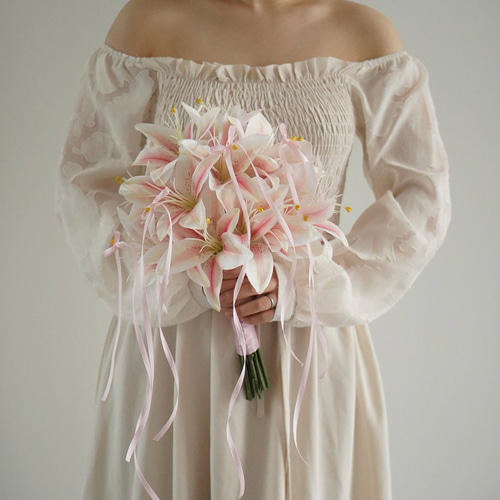 バレエコア ⌇﻿ ピンク ユリ リリー アーティフィシャルフラワーブーケ