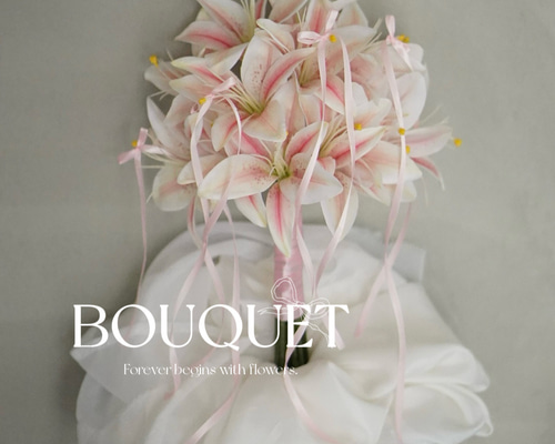 バラ　バレエコア　リボンブーケ　ウェディングブーケ　アーティフィシャルフラワー バラ シンプルブーケ リボン ブーケ ウェディングブーケ 造花