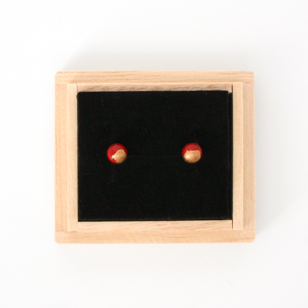 輪島でうまれた うるしのピアスとイヤリング ◆あかねgold+◆/ ＊能登のやさしい風景色＊